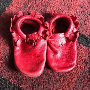 Freshly picked red moccs size 6